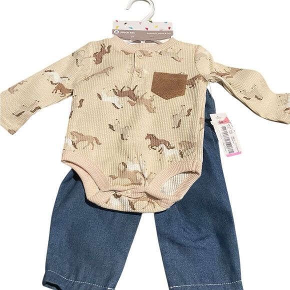 Baby Starters Other - Baby Starters body suit, pants and bar horse sz 3 months Onesie with Denim Pants
